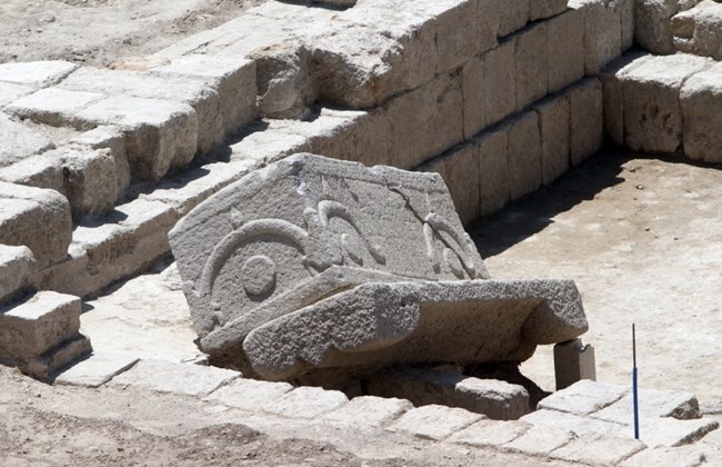 Roman sarcophagus unearthed near a well in the Bustan al-Kabir neighborhood of Sidon, Lebanon.