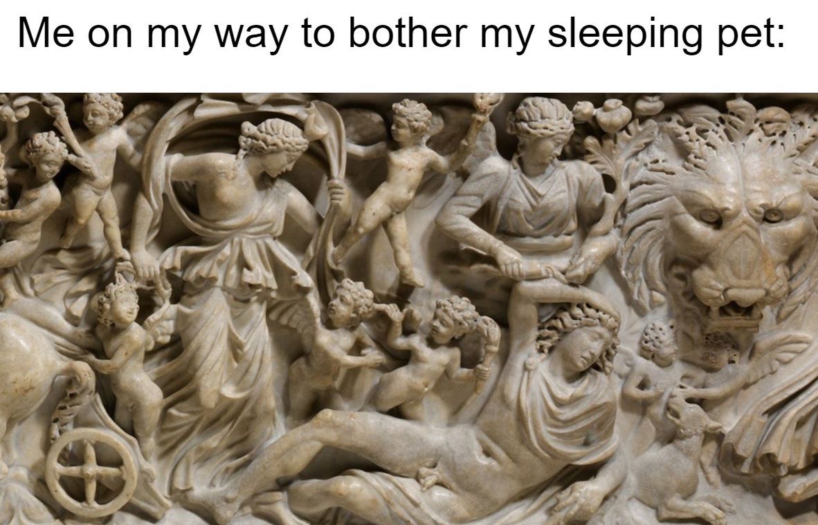 Sarcophagus with Selene and Endymion.  Ca. 210 AD.  Metropolitan Museum, NY.  Meme by Emily Echevarria.