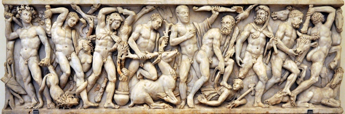 Mythological frieze sarcophagus showing the Labors of Hercules. Ca. 240-250 AD. Rome, Palazzo Altemps (inv. 8642).