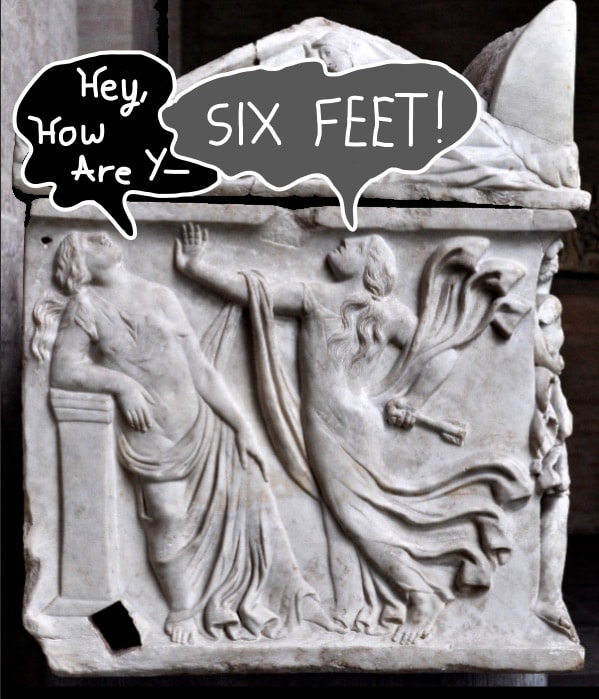 Sarcophagus showing the massacre of Niobe’s children. Ca. 160 AD. Glyptothek, Munich.  Meme by Kiley Austin.