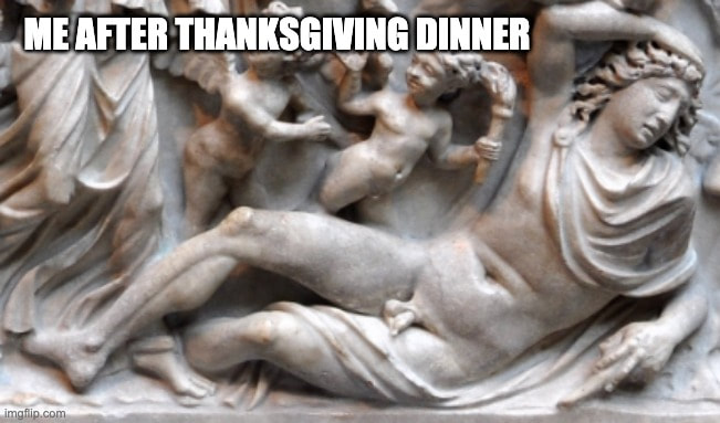 Sarcophagus with Selene and Endymion.  Ca. 210 AD.  Metropolitan Museum, NY.  Meme by Madison Kic.